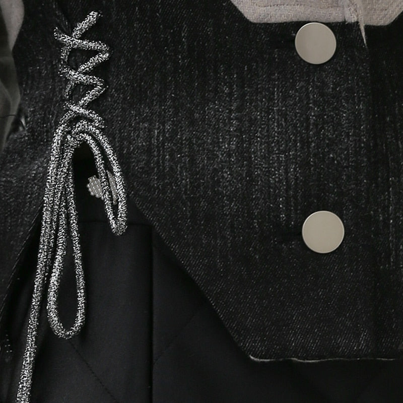 CLEO Patchwork Lace Up Blazer Jacket Corset
