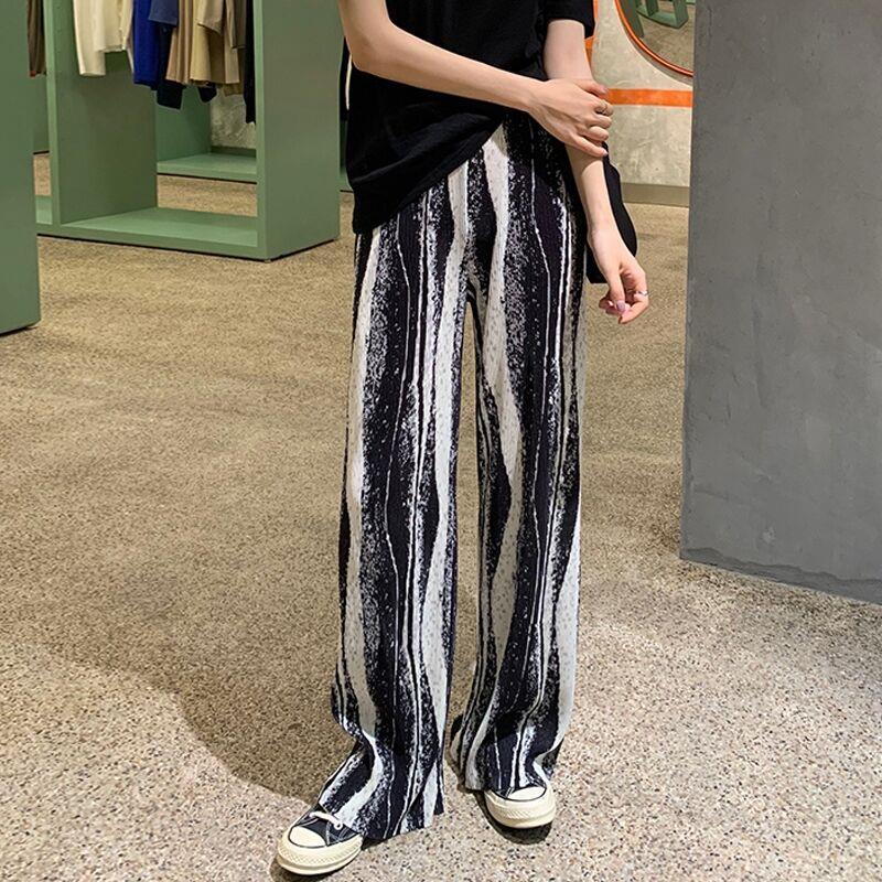 Mancala Marble Pleated Pants Wide Leg Trousers