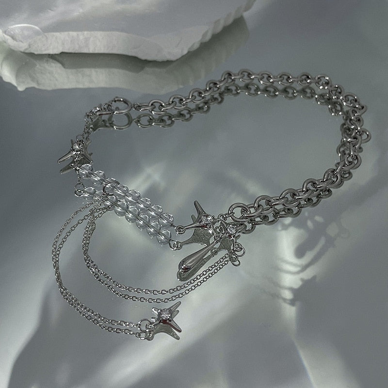METAPIXEL Pearly Ice Multi Chain Necklaces