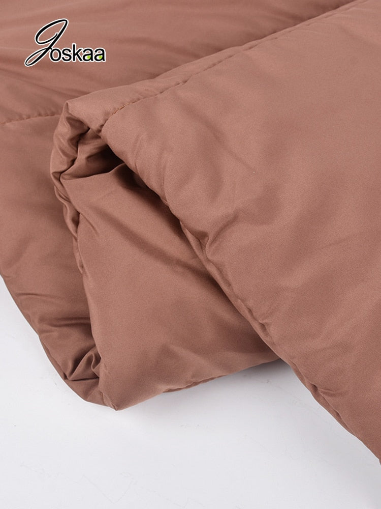 Joskaa Brown Wide Leg Pant Cargo Woman Y2K Padded Trouser Women Casual Warm Pants Autumn Winter 2022 Sexy Streetwear