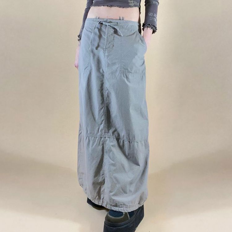 Rockmore Harajuku Slit Cargo Long Skirts Y2K Low Waist Maxi Skirt Women'S Ankle-Length Skirt 2000s Retro Fairycore Grunge Outfit