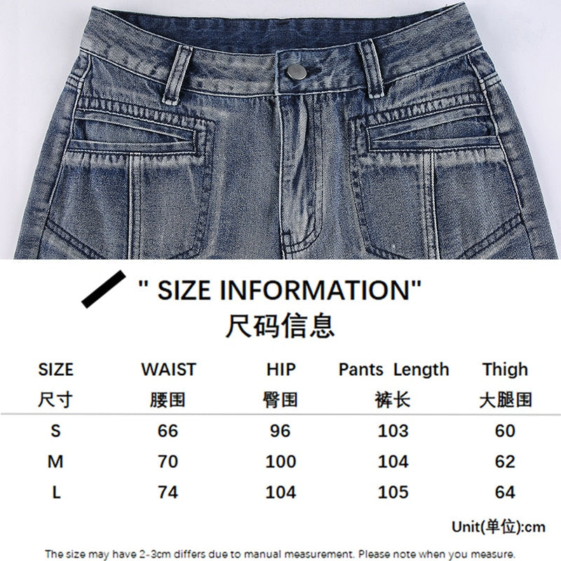 Vintage Jeans woman Low Waisted Pockets Trousers Baggy Casual women Denim Cargo Pants Women Straight Hot Korean Jeans 90s