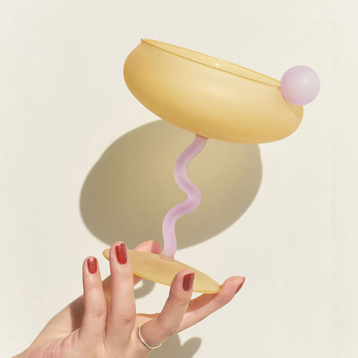 KLINQ! Abstract Wavy Martini Frosted Glass Cocktail Bowl