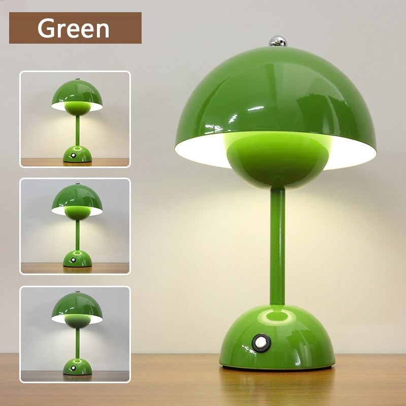 Mushroom Bud Desk Table Lamp Rechargeable Touch Nordic Home Bedroom Bedside Study Decorative Desk Lamp