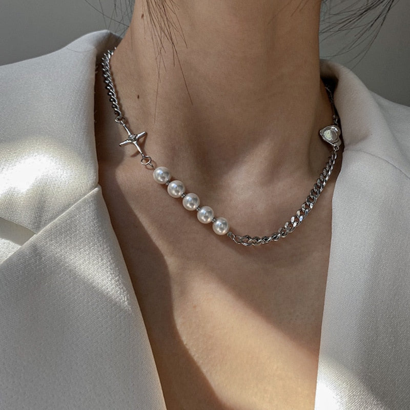 METAPIXEL Pearly Ice Multi Chain Necklaces