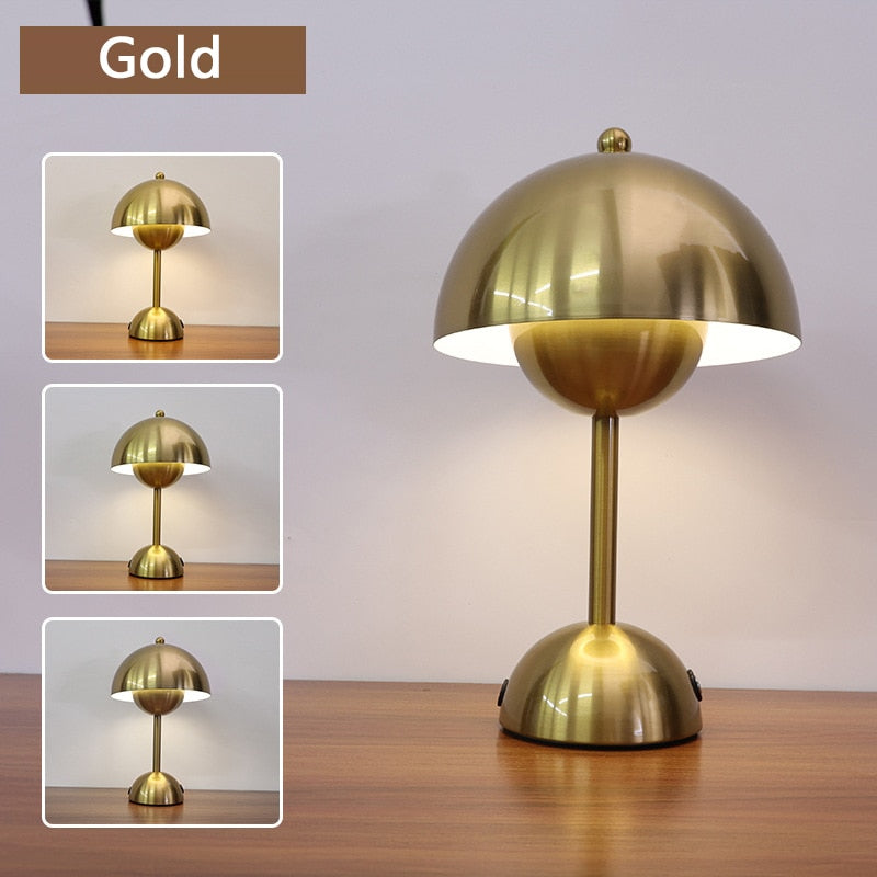 Mushroom Bud Desk Table Lamp Rechargeable Touch Nordic Home Bedroom Bedside Study Decorative Desk Lamp