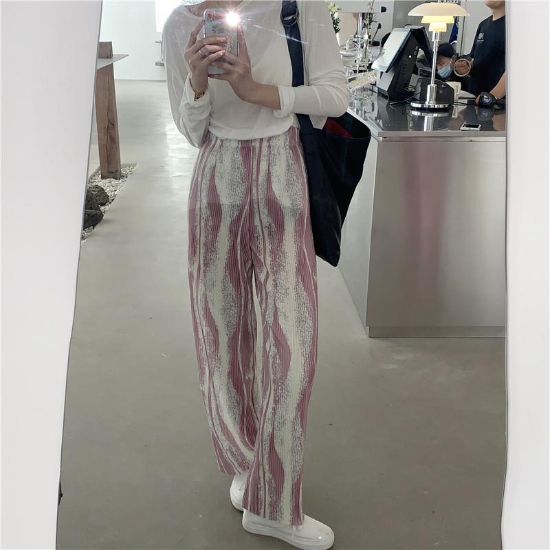 Mancala Marble Pleated Pants Wide Leg Trousers