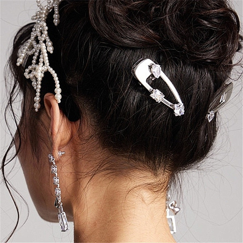 Korean Niche Design Duckbill Clip Women Shiny Zircon Hair Accessories Simple Fairy Silver Color Metal Headwear Trendy Barrettes