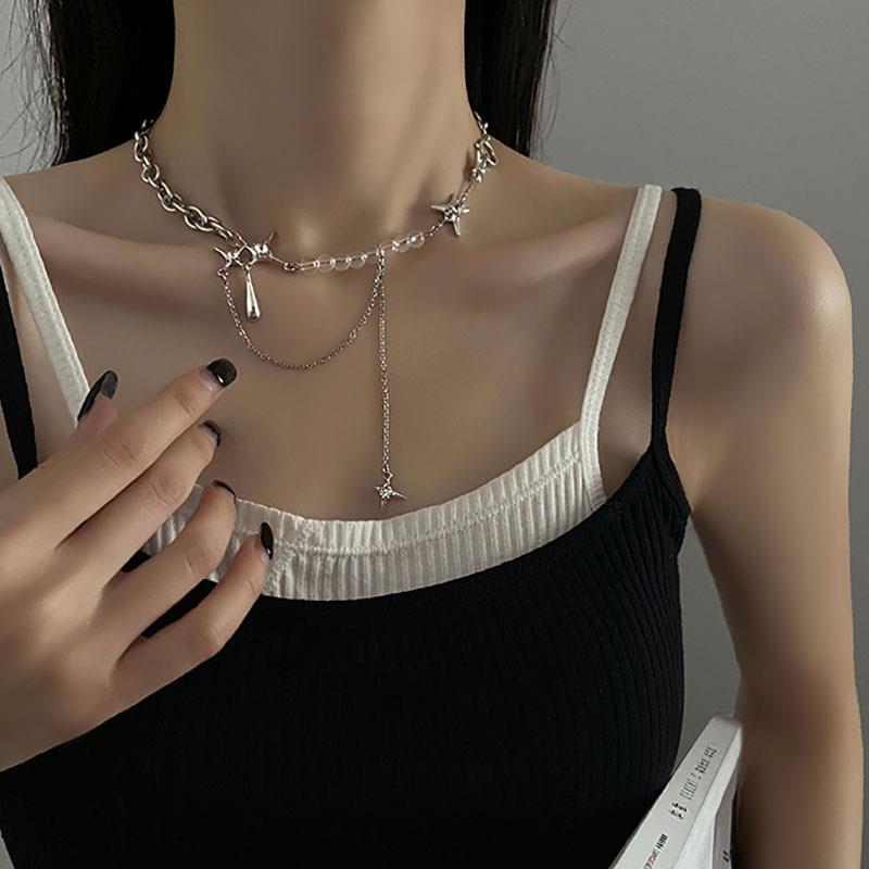 METAPIXEL Pearly Ice Multi Chain Necklaces