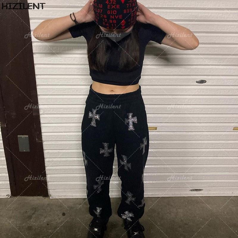 Rhinestone Sweatpants Streetwear Set