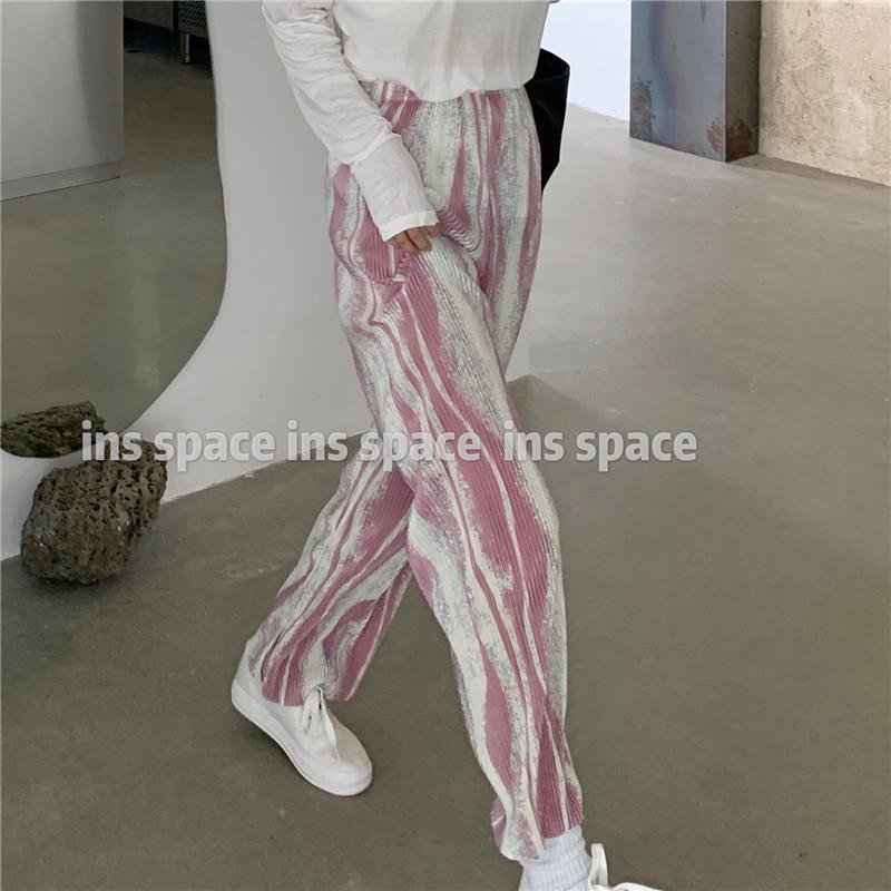 Mancala Marble Pleated Pants Wide Leg Trousers