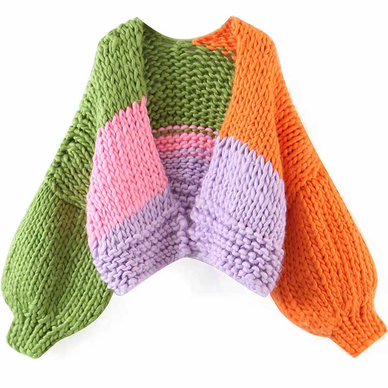 SHRUMI Knitted Colorblock Cardigan