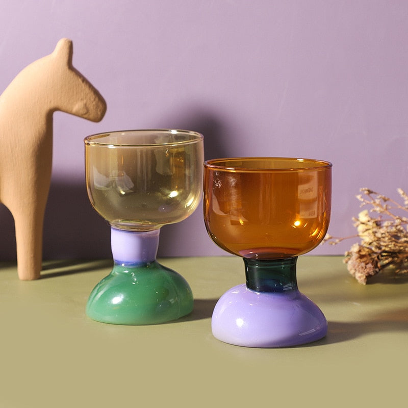 KLINQ! Color Block Wine Glass Heat Resistant Cup