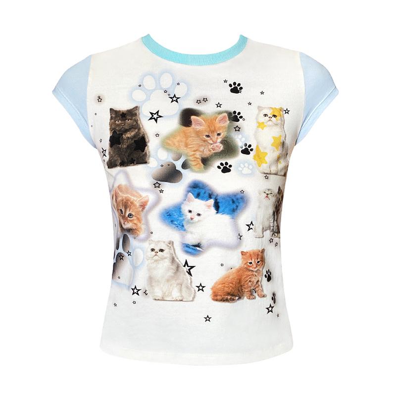 Kitten Obsessed Y2K Fairycore Short Sleeve Tee