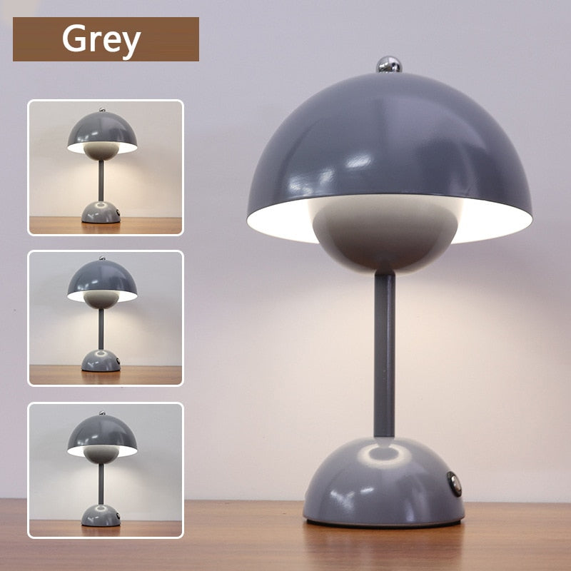 Mushroom Bud Desk Table Lamp Rechargeable Touch Nordic Home Bedroom Bedside Study Decorative Desk Lamp