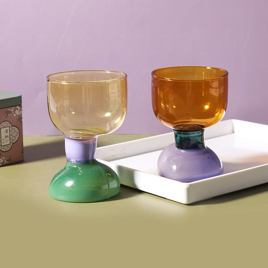 KLINQ! Color Block Wine Glass Heat Resistant Cup