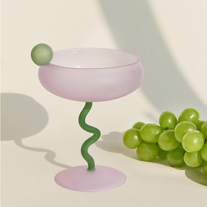 KLINQ! Abstract Wavy Martini Frosted Glass Cocktail Bowl