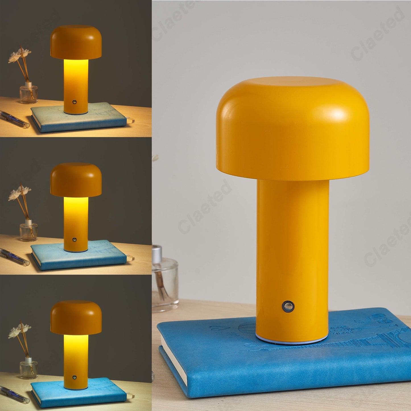 Italian Mushroom Table Reading Lamp Portable Cordless Touch Rechargeable