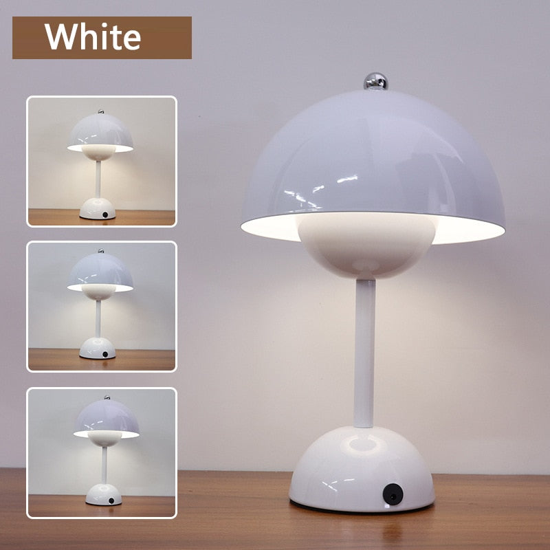 Mushroom Bud Desk Table Lamp Rechargeable Touch Nordic Home Bedroom Bedside Study Decorative Desk Lamp