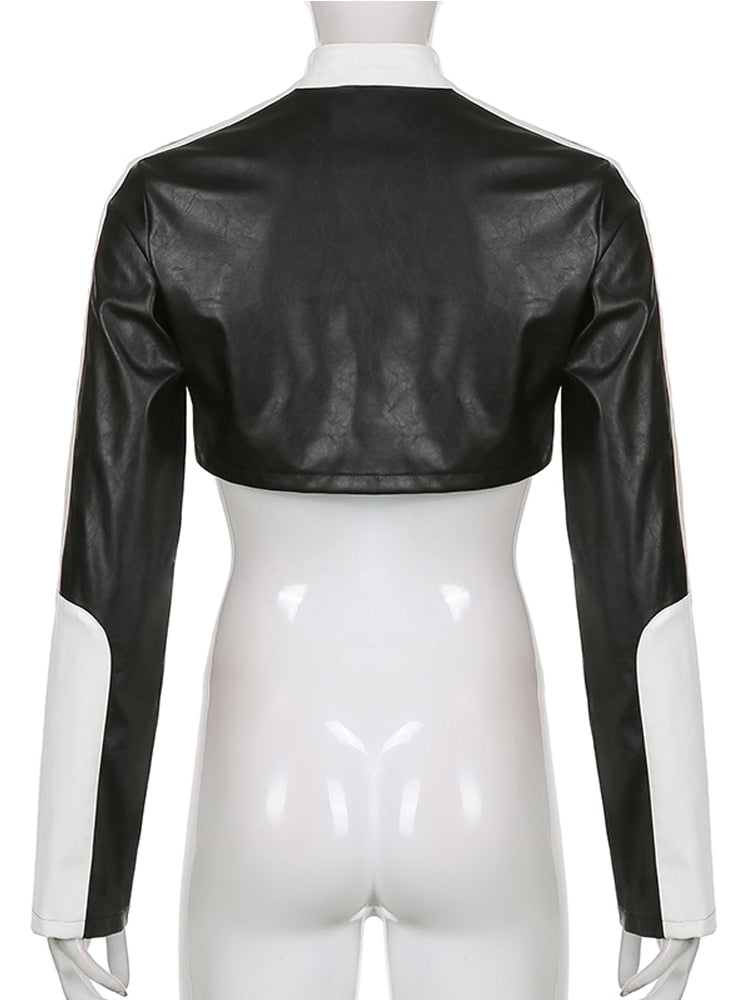 Moto Chic Streetwear Cropped Leather Jacket