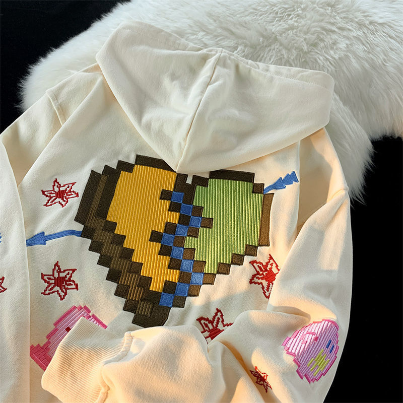 TRAPBUBLZ Gamer Pixel Zip Up Oversized Hoodie