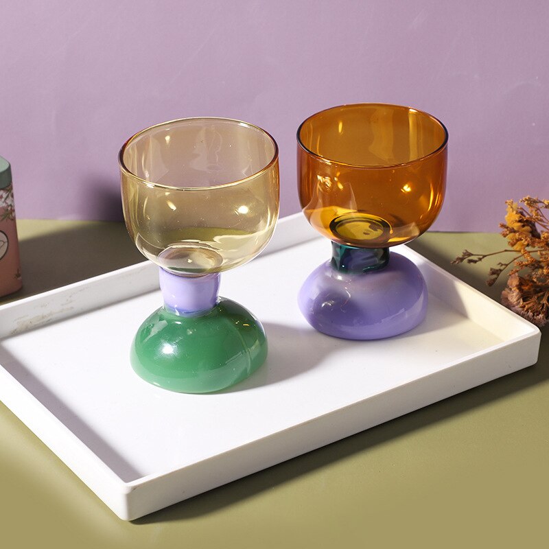 KLINQ! Color Block Wine Glass Heat Resistant Cup