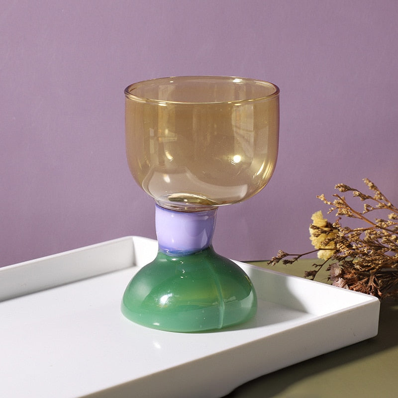 KLINQ! Color Block Wine Glass Heat Resistant Cup