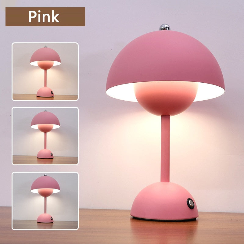 Mushroom Bud Desk Table Lamp Rechargeable Touch Nordic Home Bedroom Bedside Study Decorative Desk Lamp